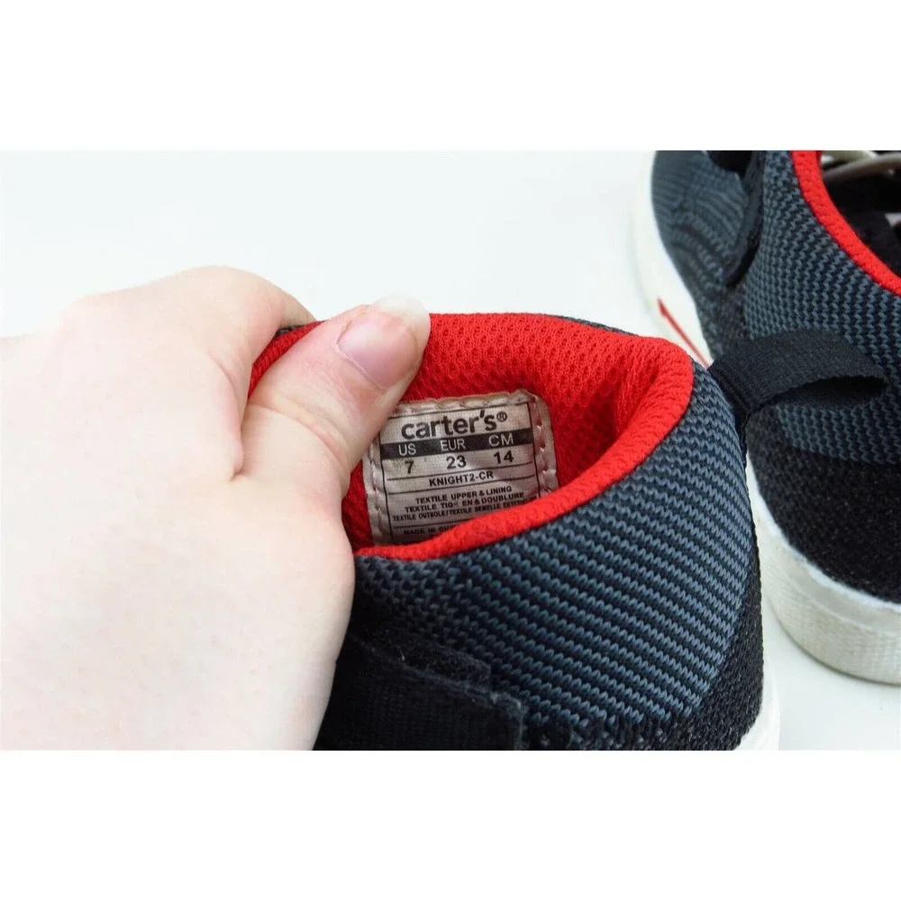Carter's Toddler Boys 7 Medium Black Fashion Sneakers Fabric‎ Knight 2